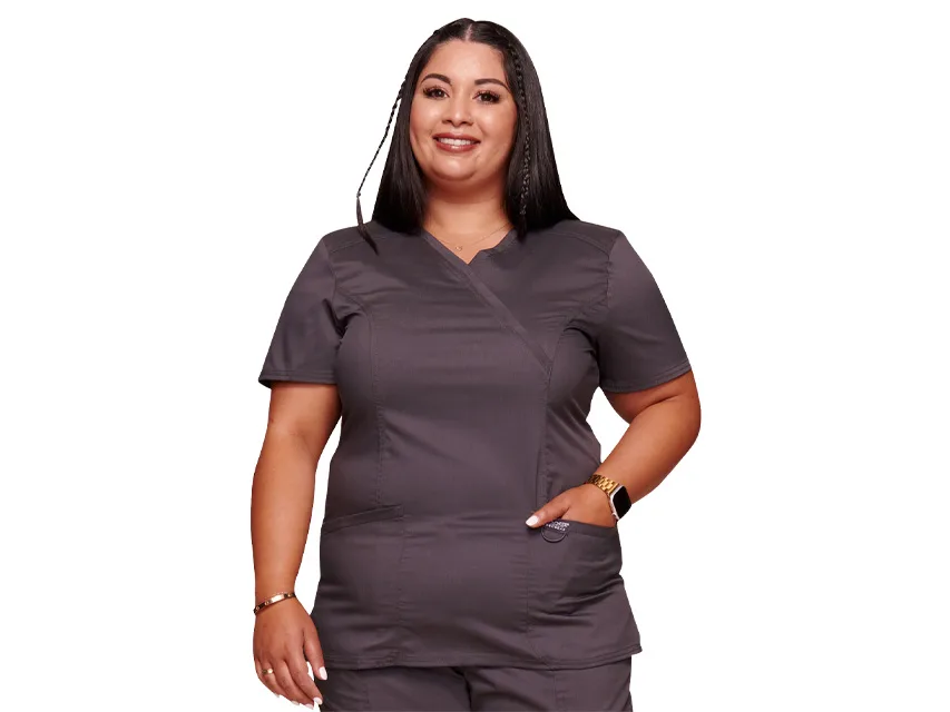 Cherokee mock wrap top revolution - femeie L - pewter