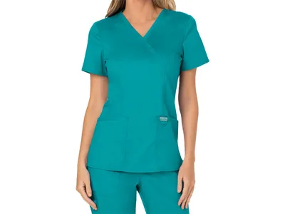 Top/bluza/tunica Cherokee Revolution cu decoleteu petrecut mock wrap - femei XXS - albastru teal