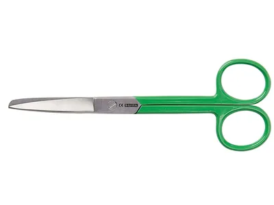 Foarfece drepte din oțel inoxidabil - inel verde - obtuz/ascuțit - 14 cm