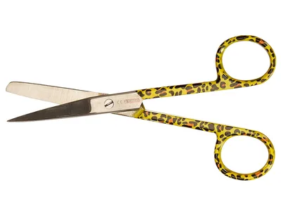 Foarfece drepte din oțel inoxidabil - leopard fantasy - vârf rotund/ascuțit - 14 cm