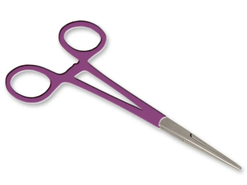 Clește arterial drept inox - inel violet - 16 cm