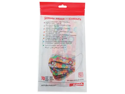 Mască chirurgicală filtrare 98% GISAFE 3 straturi tip IIR cu elastice - adult - colorată - flowpack