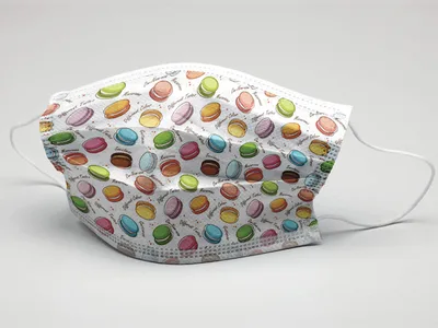 Mască chirurgicală GISAFE 98% cu filtraj tip IIR cu elastic - adult - macarones - flowpack