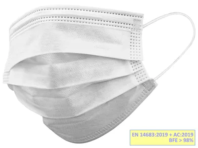 Mască chirurgicală de filtrare Gisafe 98% 3 straturi tip IIR cu elastice - adult - albă - cutie