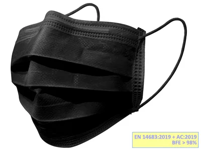GISAFE 98% mănuși de chirurg filtrante tip IIR cu bucle - adult - negru - cutie