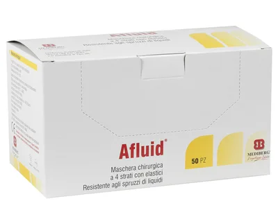 Mască chirurgicală Afluid 98% filtrare 4 straturi - albastru deschis cu bucle - tip IIR
