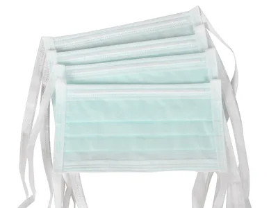 Masca chirurgicală AFLUID 98% filtrare 4 straturi - verde deschis cu șnururi - tip IIR