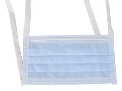 Masca chirurgicală AFLUID 98% cu filtrare 4 straturi - albastru deschis cu lacete - tip IIR