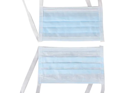 Masca chirurgicală AFLUID 98% cu filtrare 4 straturi - albastru deschis cu lacete - tip IIR