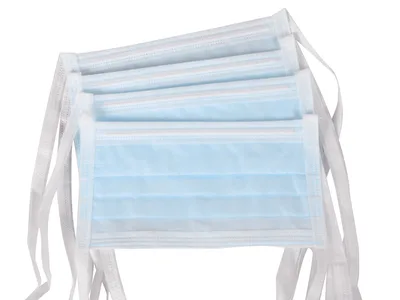 Masca chirurgicală AFLUID 98% cu filtrare 4 straturi - albastru deschis cu lacete - tip IIR