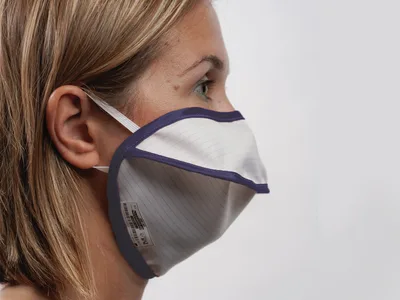 Mască chirurgicală reutilizabilă pentru adulți MYCROCLEAN - BFE 99,8% - alb-albastru
