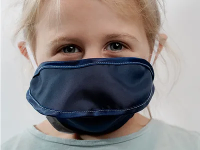 Mască chirurgicală refolosibilă Mycroclean Kid - BFE 99.8% - albastru-albastru