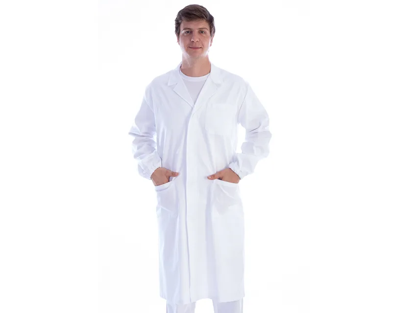 Halat alb cu capse - bumbac/poliester - unisex mărimea L