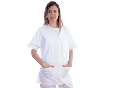 Jachetă - bumbac/poliester - unisex XL alb
