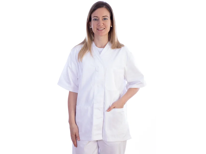 Jachetă cu nasturi - bumbac/poliester - femei XL alb