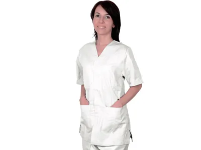 Jachetă cu nasturi - bumbac/poliester - unisex XS alb