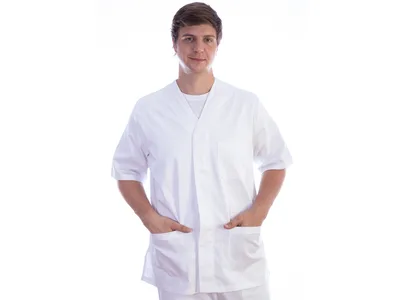Jachetă cu nasturi - bumbac/poliester - unisex L alb