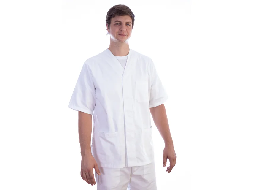 Jachetă cu nasturi - bumbac/poliester - unisex XXL alb