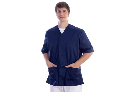 Jachetă cu nasturi - bumbac/poliester - unisex M albastru navy