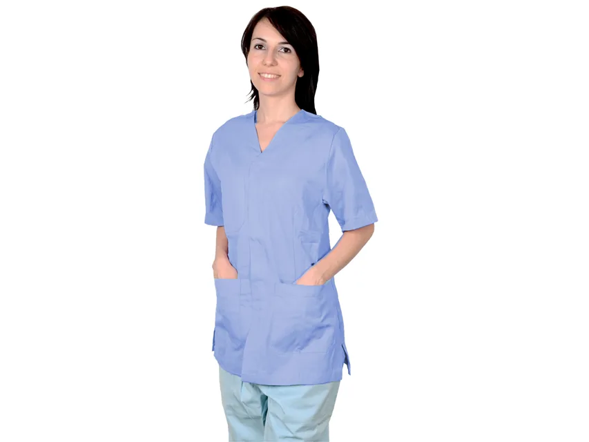 Jachetă cu nasturi - bumbac/poliester - unisex S albastru deschis