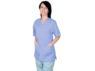 Jachetă cu capse - bumbac/poliester - unisex XXL albastru deschis