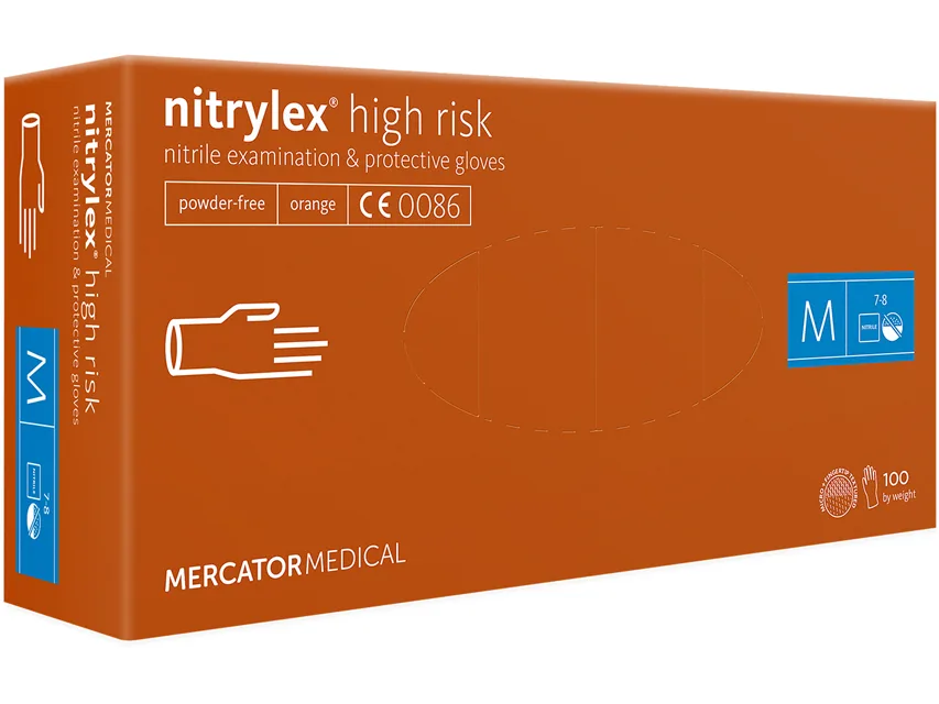 Mănuși din nitril Nitrylex Orange - mărime medie