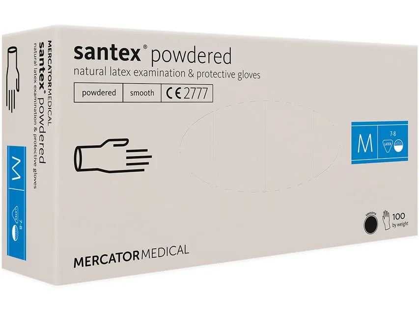 Mănuși din latex Santex - cu pudră - medium