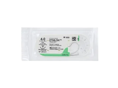 ETHICON ETHILON MONOFILAMENT SUTURES - gauge 4/0 needle 13 mm