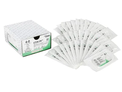 ETHICON ETHILON MONOFILAMENT SUTURES - gauge 4/0 needle 13 mm