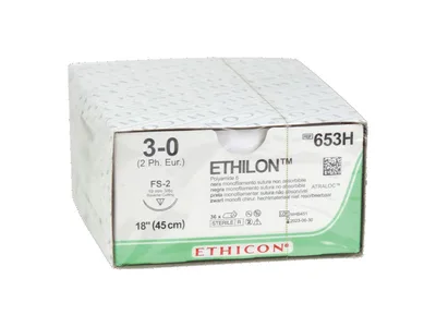Ethilon - fire de sutura monofilament neresorbabil, calibru 3/0, ac 19 mm FS-2