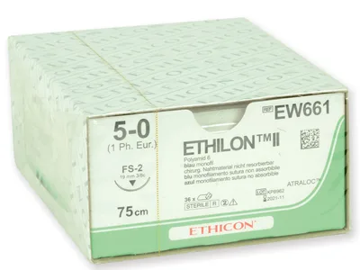 ETHICON ETHILON MONOFILAMENT SUTURES - gauge 5/0 ac 19 mm
