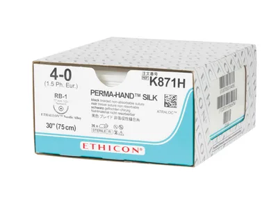 Suturi de matase perma-mana Ethicon - calibrul 4/0 ac 17 mm RB-1 - impletit