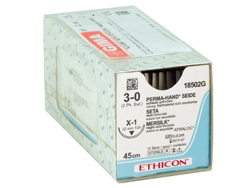 Ethicon Perma-Hand Silk suturi - calibru 3/0 ac 22 mm - împletite