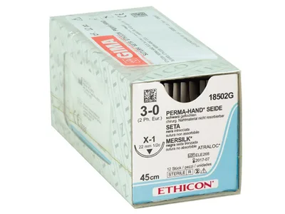 Ethicon Perma-Hand Silk suturi - calibru 3/0 ac 22 mm - împletite