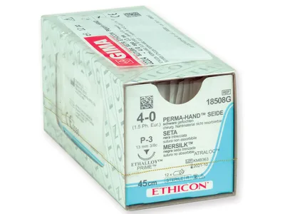 Ethicon Perma-Hand Silk suturi - gauge 4/0 ac 13 mm - împletite