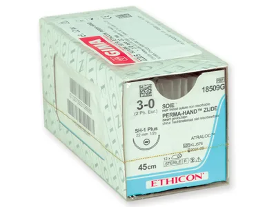 Ethicon Perma-Hand Silk - fir de sutură 3/0 ac 22 mm - împletit