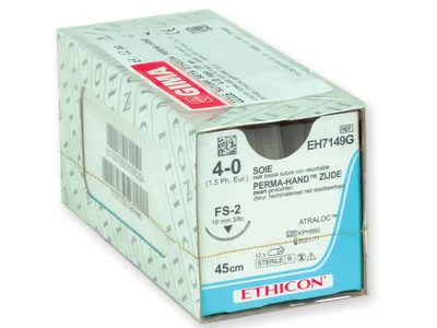 Ethicon Perma-Hand Silk suturi - gauge 4/0 ac 19 mm - împletite