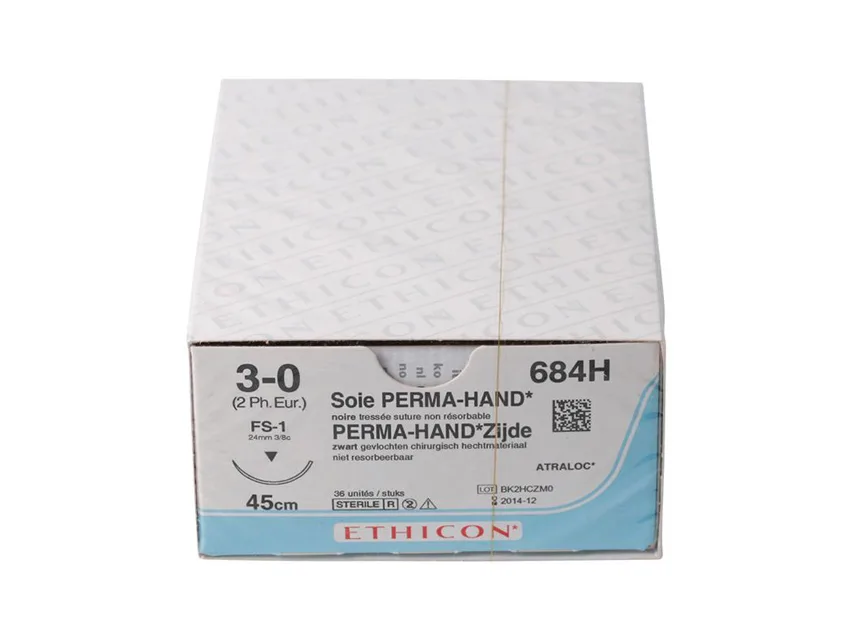Perma-Hand Silk sutures - gauge 3/0 needle 24 mm - braided