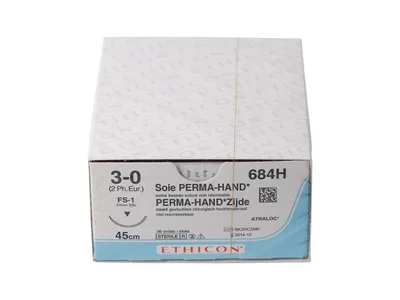 Suturi de matase perma-mana Ethicon - calibrul 3/0 ac 24 mm - impletit