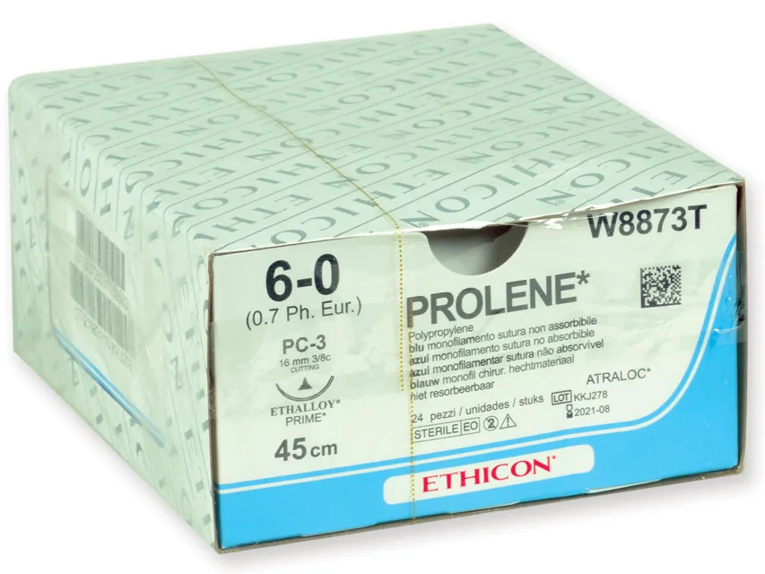 ETHICON PROLENE BLUE - Ață chirurgicală monofilament 6/0, ac 16 mm