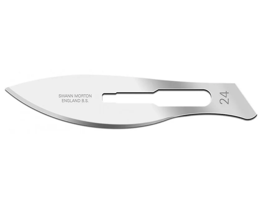 Lamele din oțel carbon Swann-Morton nr. 24 - sterile