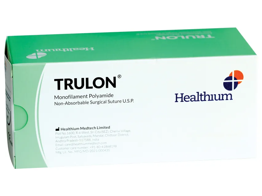 Fir de sutură neabsorbabil TRULON polyamidă 5/0 ac circular 3/8 19 mm - 70 cm - albastru