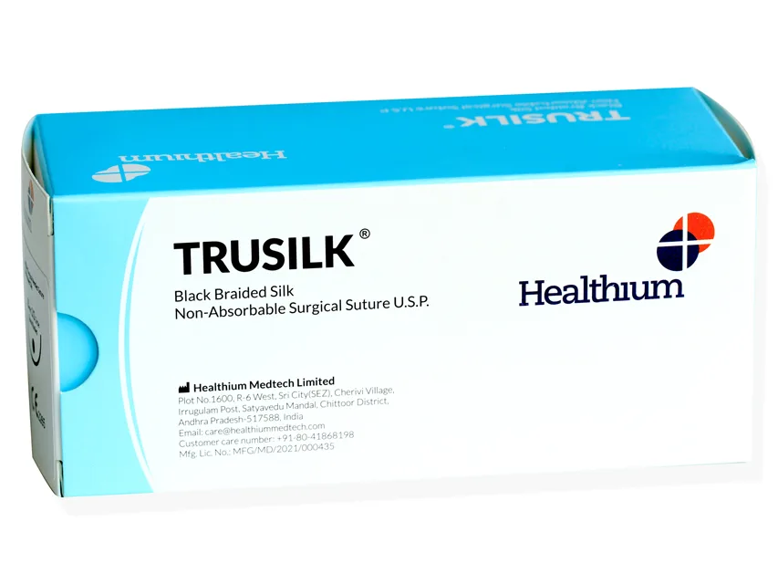 Sutura de mătase neabsorbabilă TRUSILK calibru 2/0 ac circular 1/2 ac 22 mm - 45 cm - neagră