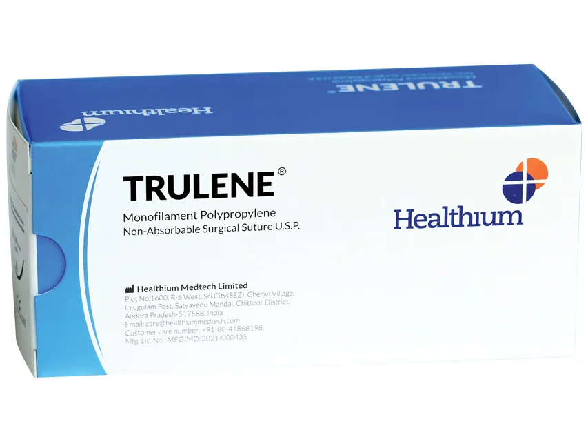 Fir de suturare TRULENE neabsorbabil gauge 0 cerc 1/2 ac 30 mm - 70 cm - albastru