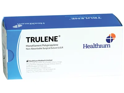 Fir de sutură TRULENE neabsorbabil gauge 2/0 cerc 3/8 ac 24 mm - 70 cm - albastru