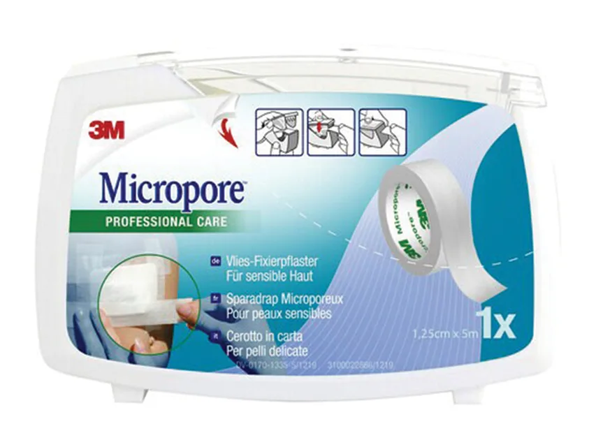 Micropore 3M - 1.25 cm x 5 m - alb cu dispenser - 1530NP-0SD