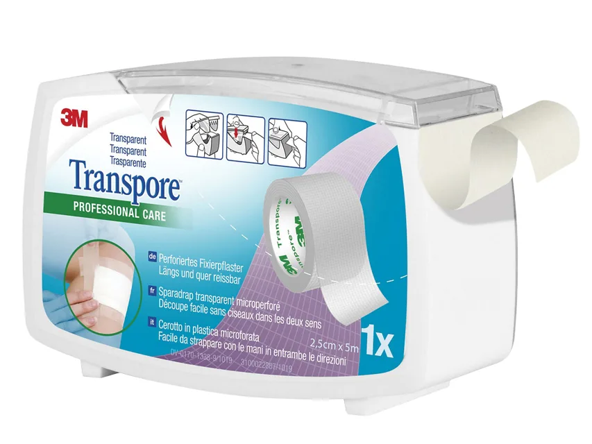 Transpore 3M - 2.5cm x 5m - alb cu dispenser - 1527NP-1SD