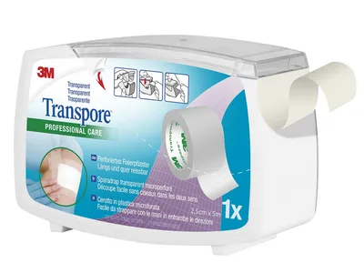 Transpore 3M - 2.5cm x 5m - alb cu dispenser - 1527NP-1SD