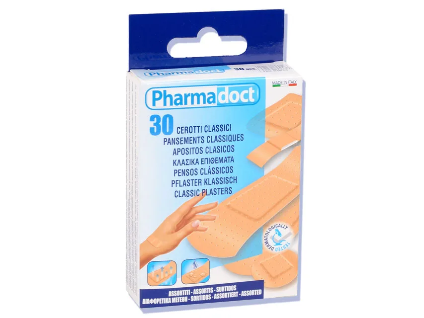 Plasturi PHARMADOCT CLASSIC 5 mărimi asortate - carton de 12 cutii a 30 bucăți