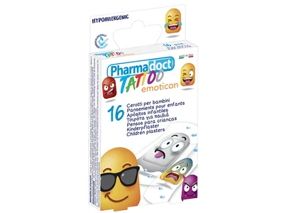 Plasturi pentru copii Pharmadoct Tattoo 2 dimensiuni - carton de 12 cutii de 16